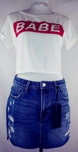 Women's fashion high waist denim skirt